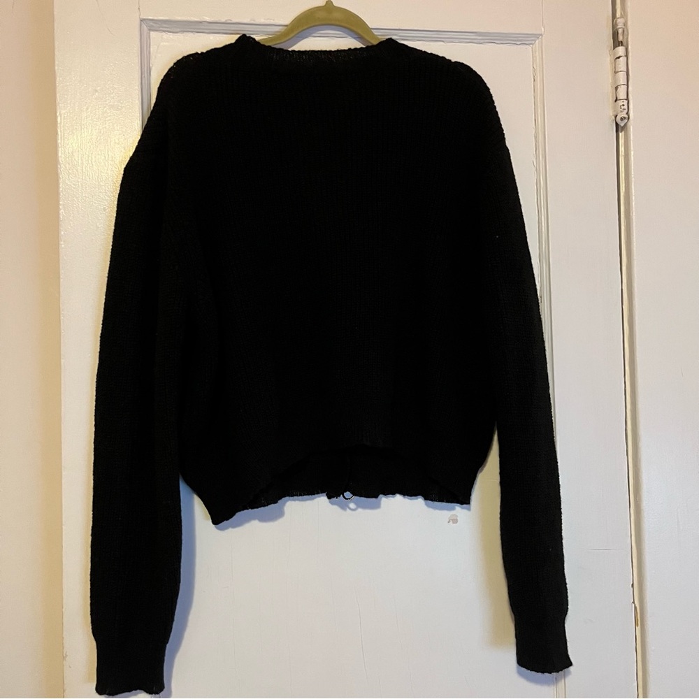 NWT SHEIN Black Cardigan with Silver Bow Buttons - Picture 4 of 5